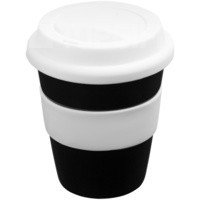 Стакан с крышкой Street, черный с белым
